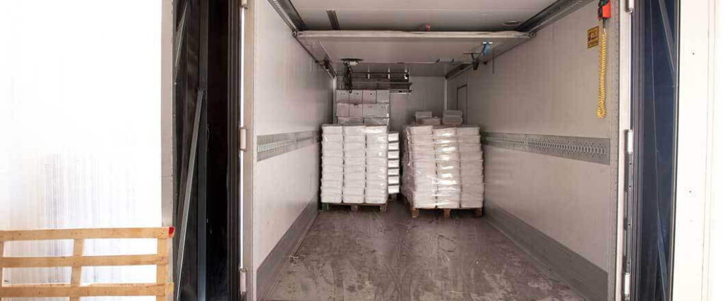Cargo inside of a reefer drayage truck